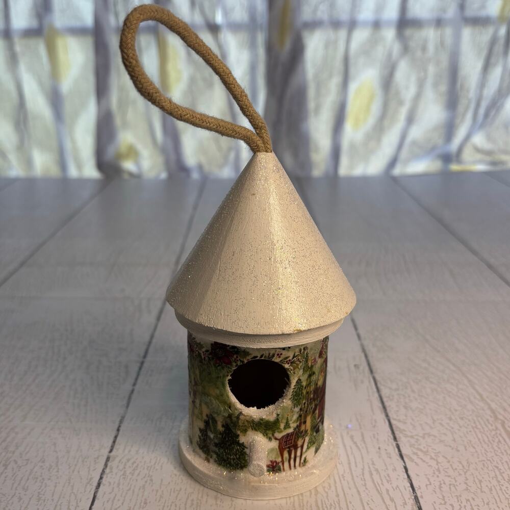 Handmade Christmas Birdhouse Ornament Winter Scene